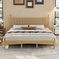 thumbnail image 3 of MODERNLUXE Wood King Size Platform Bed Frame with Gourd Shaped Headboard and Wooden Slat Support for Bedroom,Natural, 3 of 8