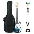 thumbnail image 1 of Costway 45.5" Electric Bass Guitar with Double Pickups, Open-gear Tuning, Gig Bag, Rope Blue + White, 1 of 10
