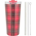 thumbnail image 2 of Drinco - 20 oz Stainless Steel Tumbler | Double Walled Vacuum Insulated Mug With Lid, 2 Straws, For Hot & Cold Drinks (Tartan Plaid), 2 of 2