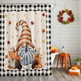thumbnail image 2 of Fall Gnome Shower Curtains for Bathroom, Pumpkin Fallen Leaves Vintage Black White Plaid Waterproof Fabric Shower Curtain for Bathroom Bathtub Decoration, Machine Washable, 54x"78", 2 of 9