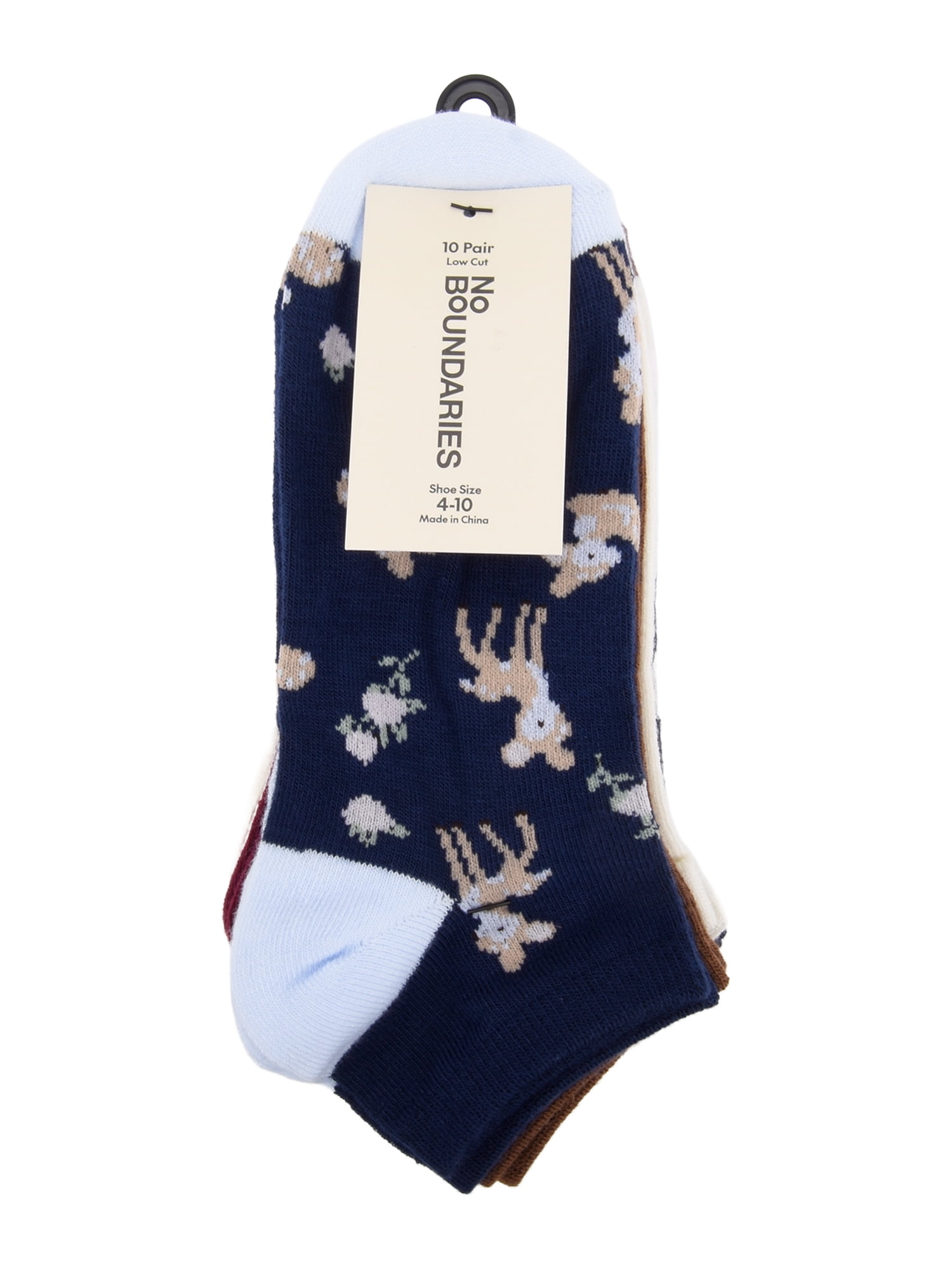 No Boundaries Women’s Low Cut Socks, 10 Pack, Shoe Sizes 4-10