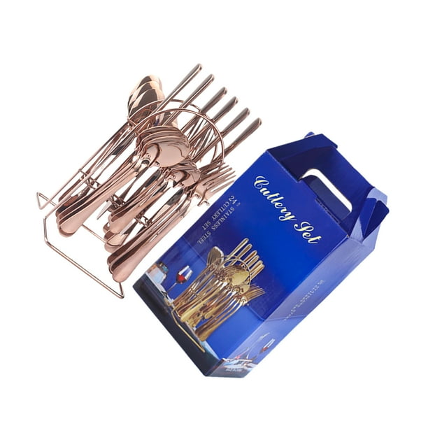 Juego de cubiertos de Acero inoxidable Toystoory 24 piezas Oro rosa