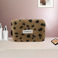 thumbnail image 5 of Unique Bargains 1 Pc Leopard Plush Drawstring Makeup Bag for Vacation Business Travel Plush Coffee, 5 of 6