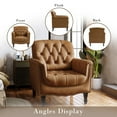 thumbnail image 5 of Dreamsidea Faux Leather Accent Chair Set of 2 for living Room, Button Tufted Wingback Armchair with Wood Legs Camel, 5 of 7