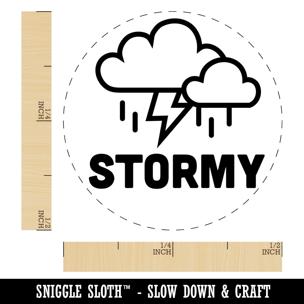 Stormy Storm Weather Day Planner Self-Inking Rubber Stamp Ink Stamper - Dry Pad (No Ink) - Mini 1/2 Inch