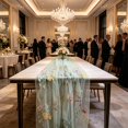thumbnail image 4 of Fresh 3D Embroidery Floral Sheer Table Runner Polyester Lightweight Draping Table Flag Home Wedding Party Soft Furnishing, 4 of 6