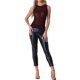 thumbnail image 2 of INSPIRAR CHIC Top de Brillo para Mujeres con Ribete a Rayas, Transparente, para Fiesta, Sin Mangas, Rojo y Negro, Talla XS, 2 of 6