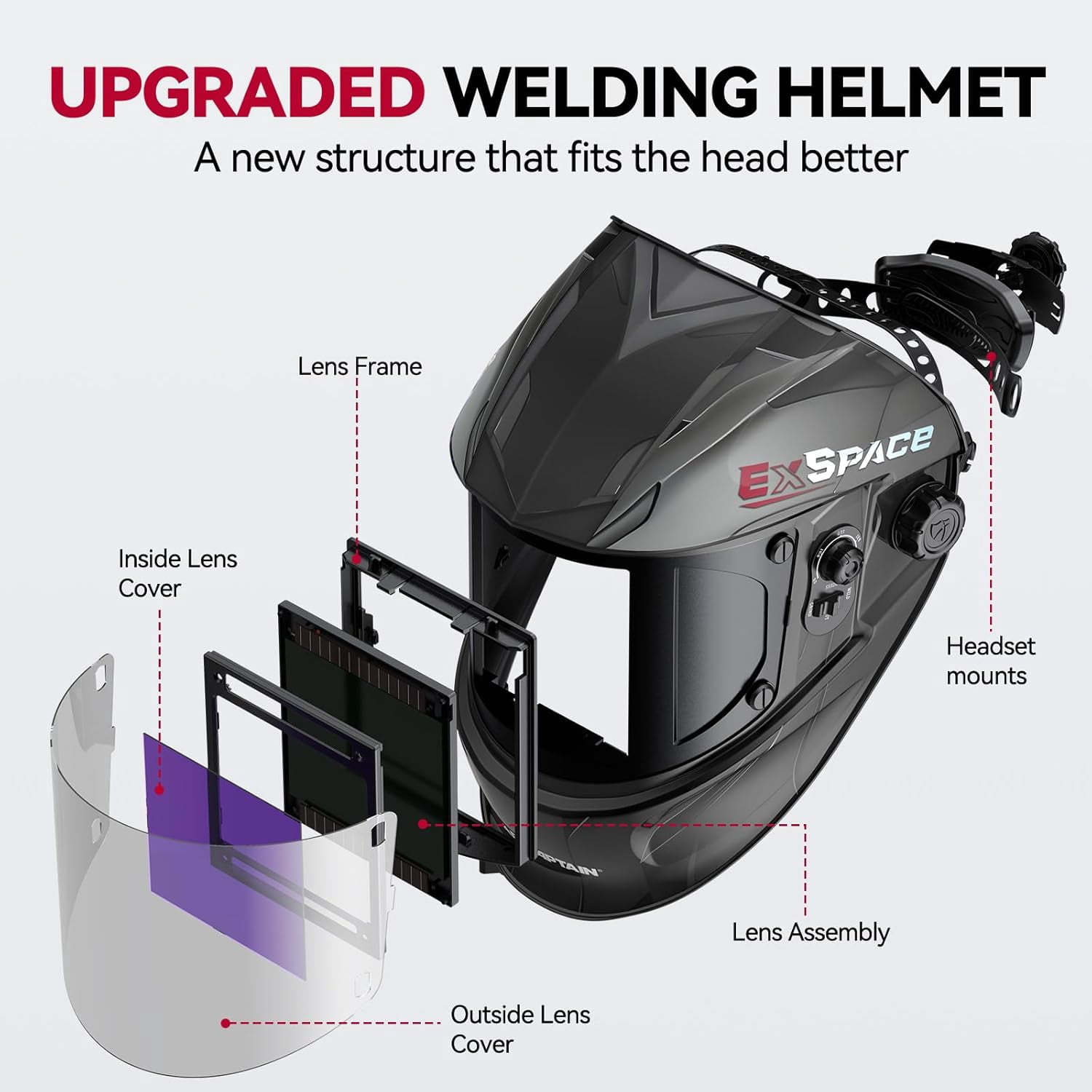 ARCCAPTAIN Auto Darkening Welding Helmet - 180° Panoramic View | 1/1/1/1 True Color Large Lens | 4 Arc Sensors & Solar Power | Shade 4-13 | For TIG, MIG, Arc, Cutting