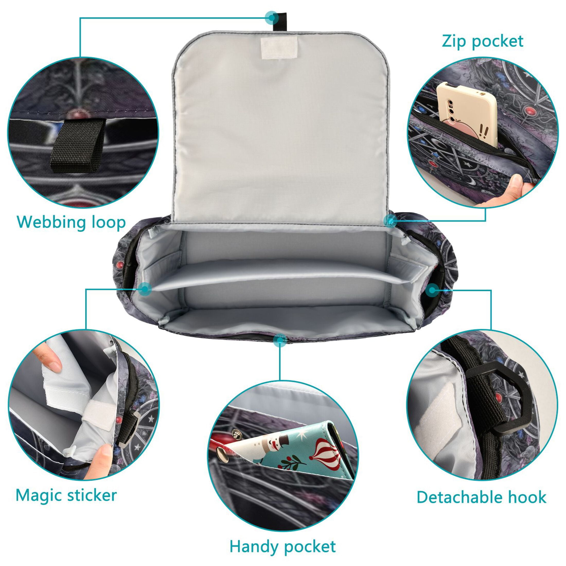 DIXRUYEE Stroller Organizer Mystic Pentagram Printed