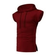 thumbnail image 6 of iOPQO Tank Tops Men Men Fitness Muscle Solid Sleeveless Hooded Bodybuilding Tight-drying TopsSummer Tops Mens T Shirt M, 6 of 9