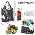 thumbnail image 3 of 5 Pack Foldable Shopping Bag,Black and White Halloween Elements Pattern Reusable Grocery Bags with Pockets,Large Reusable Tote Bags with Handles Waterproof & Lightweight, 3 of 6