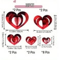 thumbnail image 2 of 16 Pcs Heart Hanging Foil Decorations,Valentine's Day Swirl Red Heart Ornaments,3D Hollow Love Pendants,Double-Sided Glitter Garland,for Wedding Anniversary Birthday Party, 2 of 6