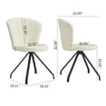 thumbnail image 3 of Home Office 360° Swivel Chair, Modern Upholstered PU Vanity Chair with Stripe Back and Black Metal Legs for Dining Room Bedroom Livingroom, Milk White, 3 of 9