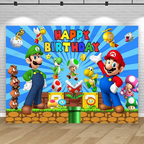 Decoración de fondo para fiesta de Super Mario Bros, juego de desafío para niños, fondo de cumpleaños, accesorios para pancartas de estudio fotográfico para baby shower