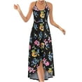 thumbnail image 2 of Robe Maxi Asymétrique pour Femmes Décontractée Col en V Été Florale Sans Manches, 2 of 8