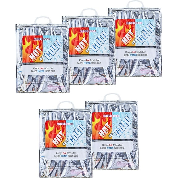 Superio Hot and Cold Insulated Bags for Food Delivery, Grocery Shopping Bags, Food Storage for Hot and Frozen Food for Travel, Disposable Cooler Bag, Reinforced Thermal Lunch Bag (5, 13.5"x17.5")