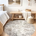 thumbnail image 4 of Toyoso 5x5 Round Washable Area Rug Abstract Modern Brown Grey Circle Rug Machine Washable Soft Low Pile For Reading Nook Entryway Small Dining Space Interior Decor, 4 of 9