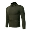 thumbnail image 2 of Lolmot Men's Turtleneck Long Sleeve Shirts Solid Colour Stretch Slim Fit Bottoming Tops Autumn Winter Blouse, 2 of 4