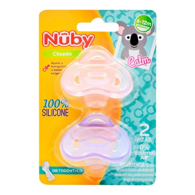 Chupones Núby ortodóntico mediano multicolor 2 pzas