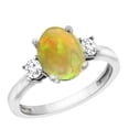 thumbnail image 1 of 14K White Gold Diamond Natural Ethiopian HQ Opal Engagement Ring Oval 10x8 mm, size 7.5, 1 of 1