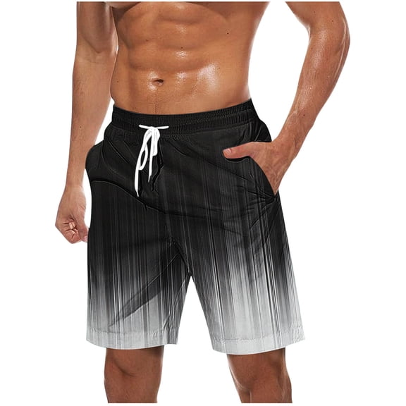 LOVZFMLL Men's Swim Trunks, Beach Shorts Swimwear Summer Holiday Seaside Shorts Pants Board Shorts Swimsuit for Men with Pockets Black L
