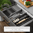 thumbnail image 4 of Porte-couteaux, Support de Bloc de Couteaux dans le Tiroir avec Plateau à Couverts Extensible Organisateur de Tiroir de Cuisine Insert-Tient 11 Couteaux, 4 of 6