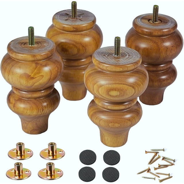 MAOHAM Juego de 4 patas de madera para sofá de 13 cm color café