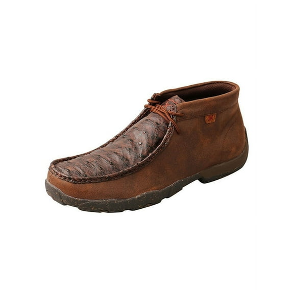 Twisted X Men's Chukka Driving Moc Brown Ostrich Shoes MDM0087