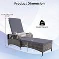 thumbnail image 3 of Gymax 2 PCS Outdoor Chaise Lounge Chair Patio Recliner w/ 6-Level Backrest Cushion Mix Gray, 3 of 10