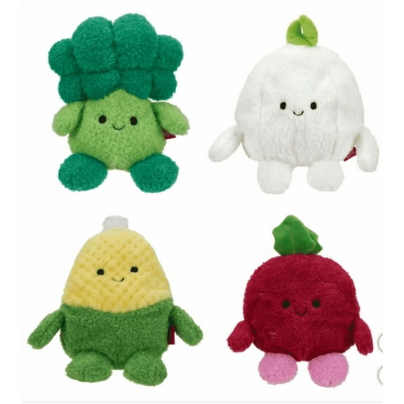 BumBumz 7.5-inch Plush Assorted , 4-pack - Root Bumz: Gail The Garlic, Ronnie The Radish, Bobby The Broccoli and Colby The Corn