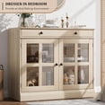 thumbnail image 3 of Eastvita Natural 35.4-Inch Sideboard Buffet Cabinet with Glass Door/Drawer - A Modern Storage Solution for Dining Room or Kitchen, 3 of 7