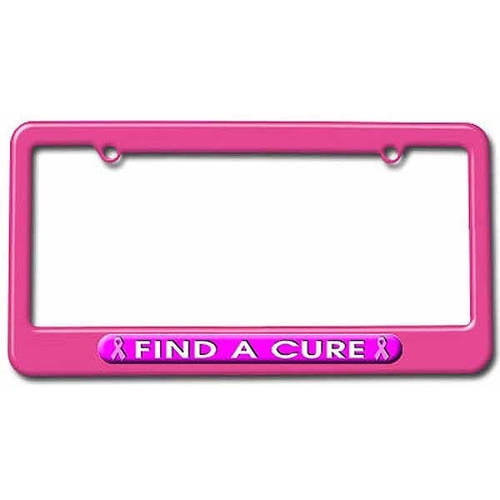 Find A Cure, Breast Cancer Pink Ribbon License Plate Tag Frame