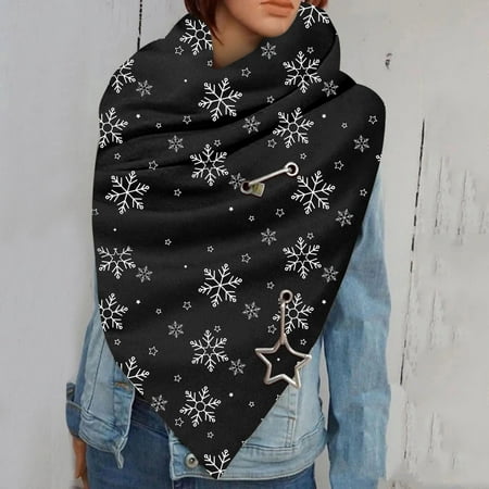 

Scarfs For Women，Fashion Winter Ladies Printing Button Soft Wrap Casual Warm Scarves Shawls Bib