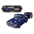 thumbnail image 1 of 1956 Ford F-100 Motormax Camioneta Pickup azul con Remolque Tear Drop 1/24 modelo fundido 75235bl, 1 of 1