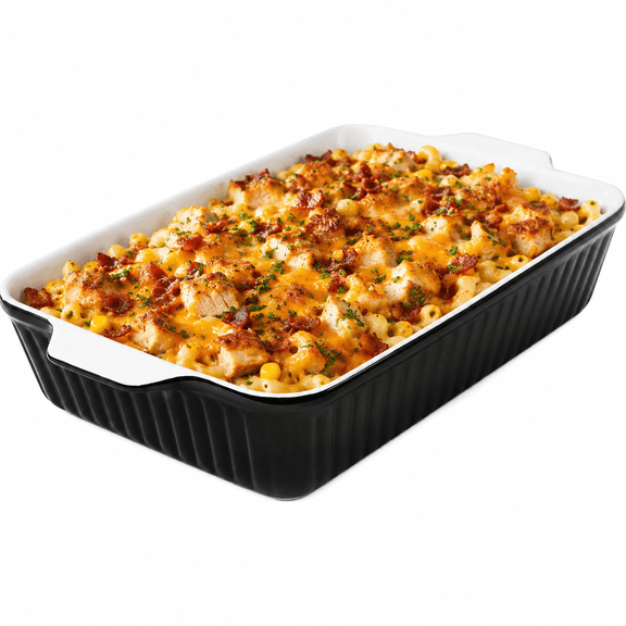Xuet 9x13 Inch Ceramic Casserole Dish with Handles, Black