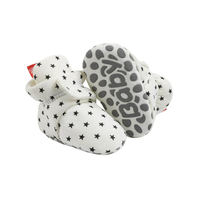 White Baby Shoes With Star Pattern, Non-Slip Design And Soft Sole For Fall And Winter Walking, Easy On And Off, Fun For Kids