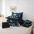 thumbnail image 4 of Black and White Wolf Bed in a Bag King Size Comforter Set 7 Pieces,Dream Catchers Sheet Set with Comforter,Boho Feather Blue Rose Bedding Sets,Western Animals Bed Set,Exotic Bohemian Decor, 4 of 5