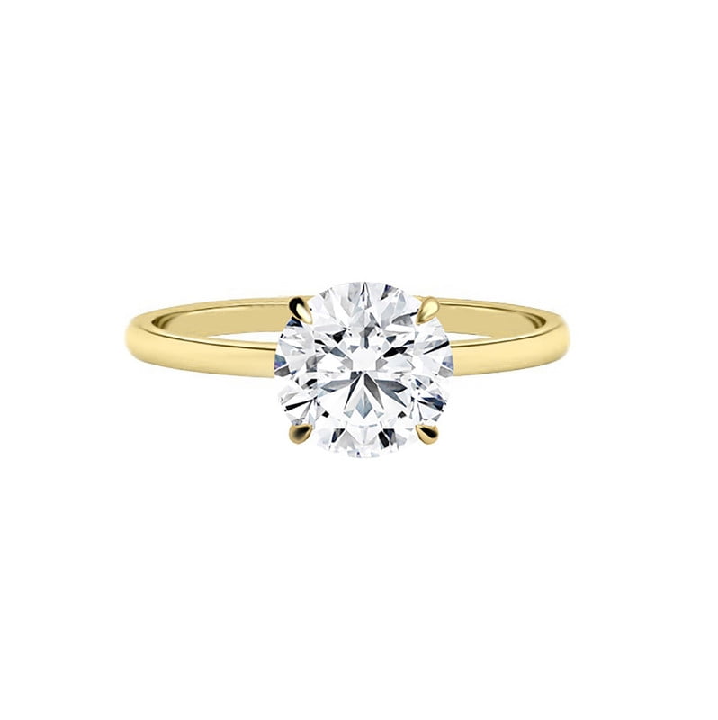 Cora Jewellery 2CT Round Moissanite Ring, Solitaire Engagement Ring for Women, 14K Yellow Gold, 10 US