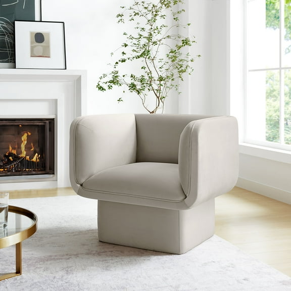 Modway Tate Performance Velvet Accent Chair in Almond