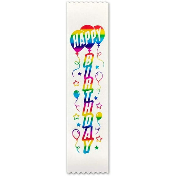 RibbonsNow Happy Birthday Ribbons - 100 Bookmark Style Ribbons