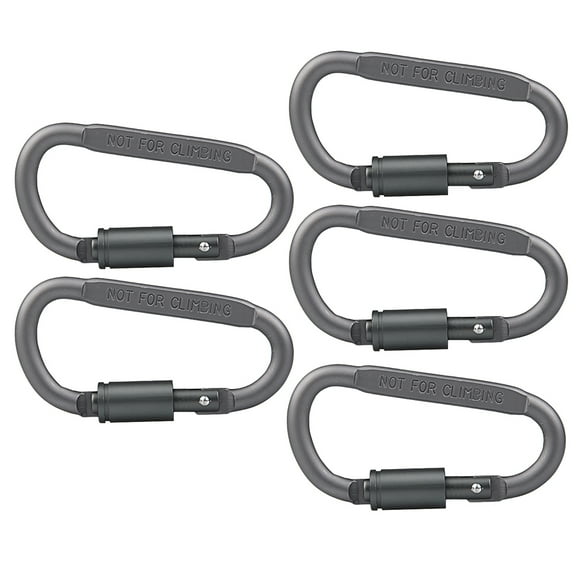 TEHAUX 5pcs Professional D Shaped Carabiner Heavy Duty D Ring Lightweight Aluminum Screw Locking