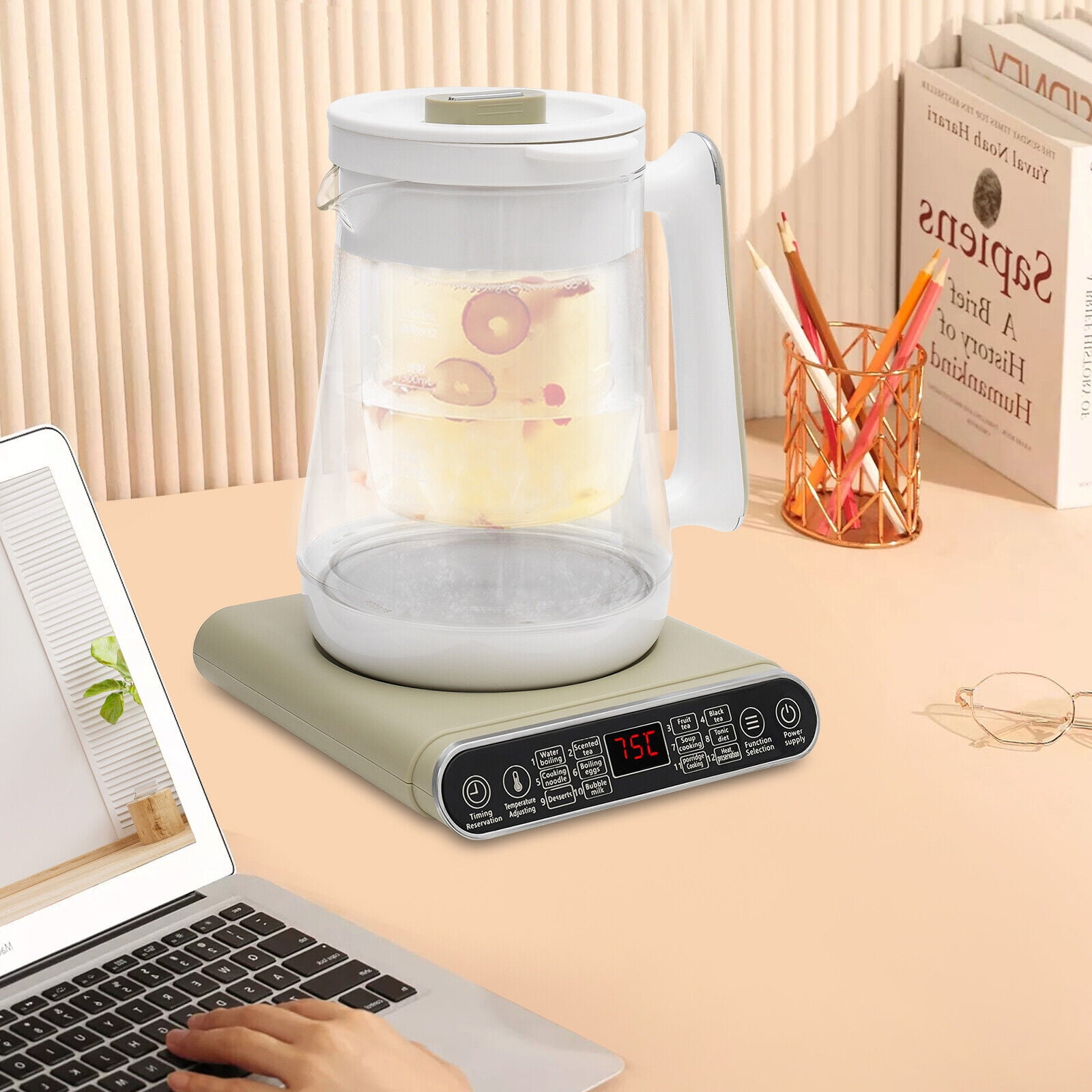 1.8L Electric Kettle - 800W Fast Boiling, Touch Control, Clear Glass with LED Light, Auto Shut-Off