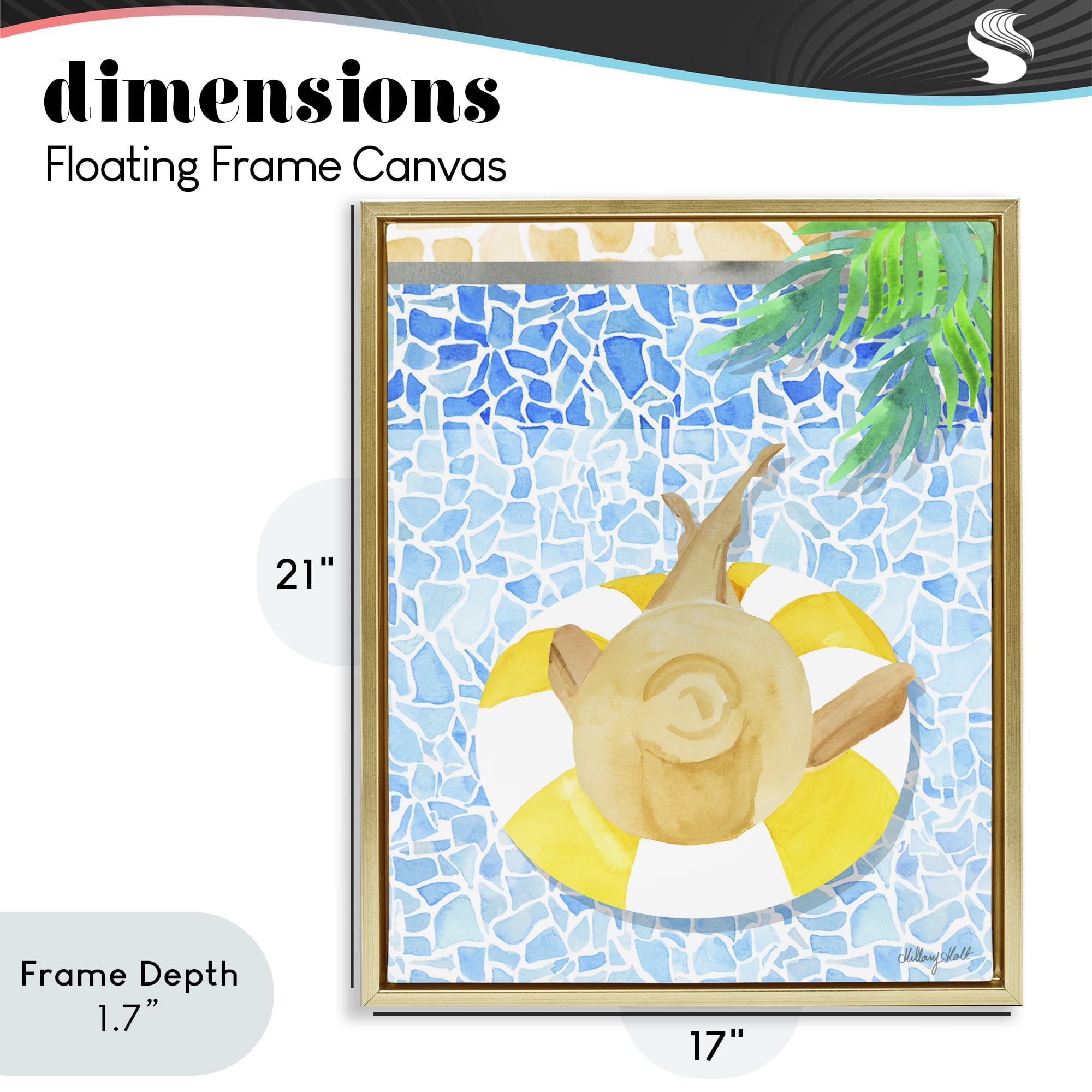 Stupell Industries Summer Poolside Drift Gold Framed Floater Canvas Wall Art, design by Hillary Holt