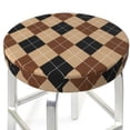 thumbnail image 3 of Susaid Argyle of brown Print Elastic Bar Stool Cover Personalized Washable Stool Cover for Barbershop Home Bar Kitchen-13 inch, 3 of 7