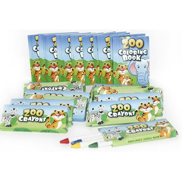 Download 12 Sets Of Zoo Mini Coloring Books and Crayons - Zoo ...