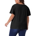 thumbnail image 3 of Agnes Orinda Women's Plus Size Casual Tops Ruffle Sleeve Smocked Shoulder V Neck Summer Chiffon Blouse 2X Black, 3 of 6