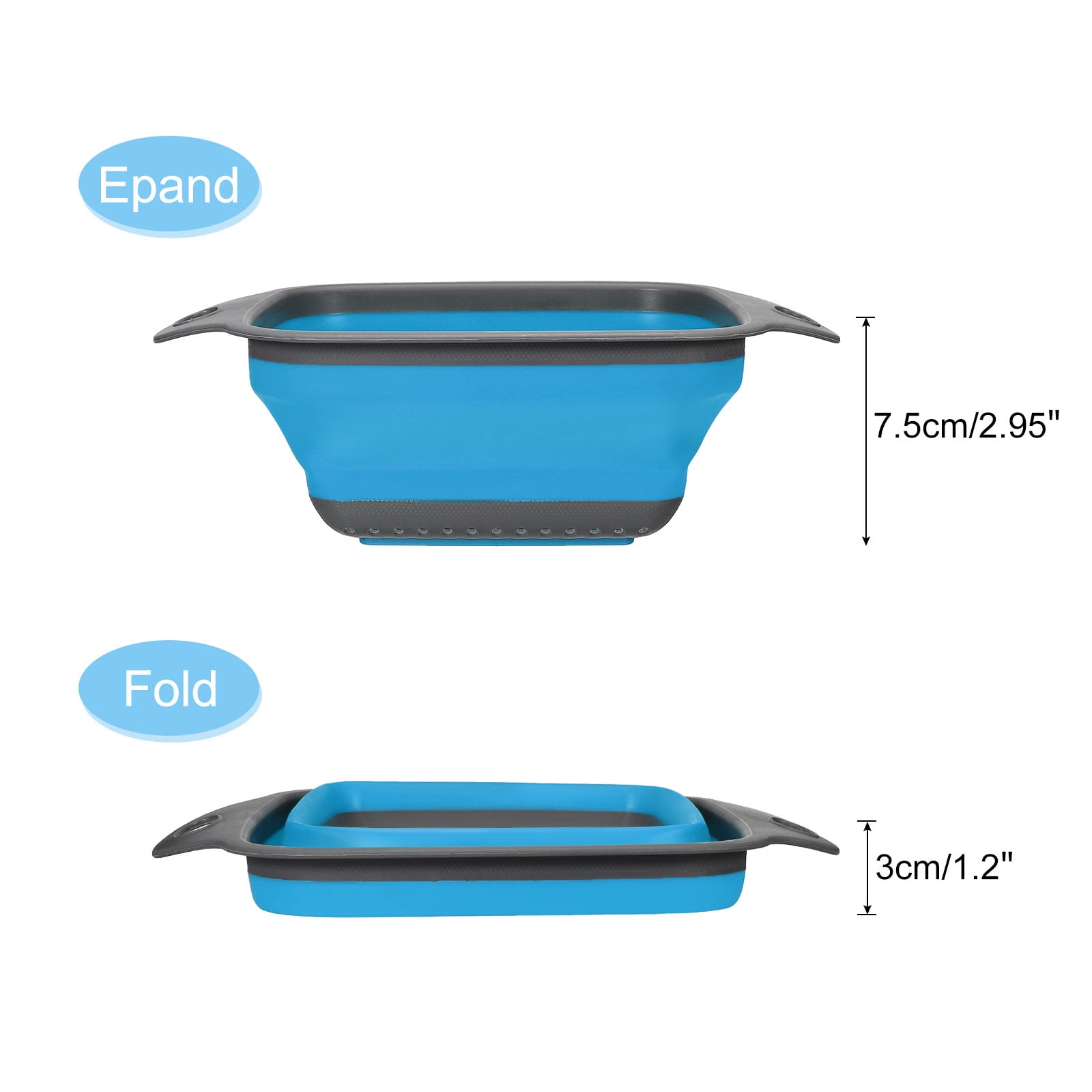 Unique Bargains Collapsible Silicone Strainer for Pasta Vegetables Fruits Blue