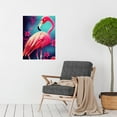 thumbnail image 2 of Vibrant Flamingo Illustration With Pink Florals Flowers Large Wall Art Poster Print Thick Paper 18X24 Inch, 2 of 4