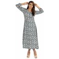 thumbnail image 5 of Bimba Printed Maxi Dress For Women Front Button Placket Ethnic Dress Casual Rayon Dresses, 5 of 7