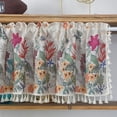 thumbnail image 4 of Cortina de café de lino y algodón con flores americanas, cortina corta para cocina, cortina divisoria, cortina media, cortina autoadhesiva, 4 of 6